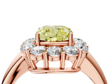 Rose gold Fancy Yellow Cushion  Halo Cluster Diamond Engagement Ring with Prong Setting and Polished Band_49