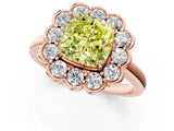 Rose gold Fancy Yellow Cushion  Halo Cluster Diamond Engagement Ring with Solitaire Band and Prong Setting_50