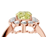Rose gold Fancy Yellow Cushion  Halo Cluster Diamond Engagement Ring with Solitaire Band and Prong Setting_53