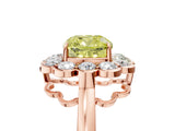 Rose gold Fancy Yellow Cushion  Halo Cluster Diamond Engagement Ring with Solitaire Band and Prong Setting_54