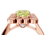 Rose gold Fancy Yellow Cushion  Halo Diamond Cluster Engagement Ring with Milgrain Bezel Setting and Solitaire Band_67