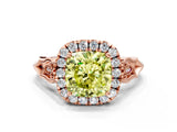 Rose gold Fancy Yellow Cushion  Halo Diamond Engagement Ring with Filigree Band and Four-Prong Setting_81