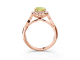 Rose gold Fancy Yellow Cushion  Halo Diamond Engagement Ring with Filigree Band and Four-Prong Setting_84