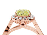 Rose gold Fancy Yellow Cushion  Halo Diamond Engagement Ring with Filigree Band and Four-Prong Setting_85