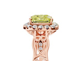 Rose gold Fancy Yellow Cushion  Halo Diamond Engagement Ring with Filigree Band and Four-Prong Setting_86