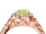 Rose gold Fancy Yellow Cushion  Halo Diamond Engagement Ring with Intricate Filigree Band and Four-Prong Setting_41