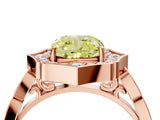 Rose gold Fancy Yellow Cushion  Halo Diamond Engagement Ring with Milgrain Band and Four-Prong Setting_58