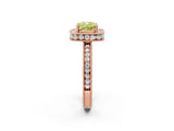 Rose gold Fancy Yellow Cushion  Halo Diamond Engagement Ring with Milgrain Pave Band and Four-Prong Setting_178