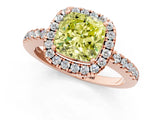 Rose gold Fancy Yellow Cushion  Halo Diamond Engagement Ring with Pavé Band and Four-Prong Setting_82
