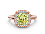 Rose gold Fancy Yellow Cushion  Halo Diamond Engagement Ring with Solitaire Band and Four-Prong Setting_20