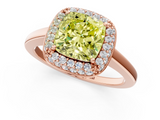 Rose gold Fancy Yellow Cushion  Halo Diamond Engagement Ring with Solitaire Band and Four-Prong Setting_21