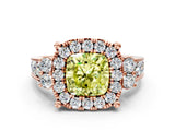 Rose gold Fancy Yellow Cushion  Halo Diamond Engagement Ring with Split Shank and Four-Prong Setting_43
