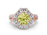 Rose gold Fancy Yellow Cushion  Halo Diamond Engagement Ring with Split Shank and Prong Setting_66