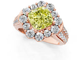 Rose gold Fancy Yellow Cushion  Halo Diamond Engagement Ring with Split Shank and Prong Setting_67
