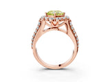 Rose gold Fancy Yellow Cushion  Halo Diamond Engagement Ring with Split Shank and Prong Setting_69