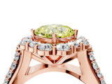 Rose gold Fancy Yellow Cushion  Halo Diamond Engagement Ring with Split Shank and Prong Setting_70