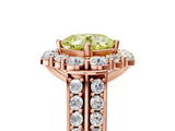 Rose gold Fancy Yellow Cushion  Halo Diamond Engagement Ring with Split Shank and Prong Setting_71