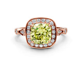Rose gold Fancy Yellow Cushion  Halo Diamond Engagement Ring with Twisted Band and Four-Prong Setting 1
