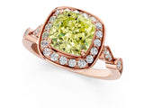 Rose gold Fancy Yellow Cushion  Halo Diamond Engagement Ring with Twisted Band and Four-Prong Setting 2