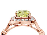 Rose gold Fancy Yellow Cushion  Halo Diamond Engagement Ring with Twisted Band and Four-Prong Setting 5