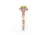 Rose gold Fancy Yellow Cushion  Halo Diamond Engagement Ring with Vintage-Inspired Band and Four-Prong Setting_5