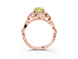 Rose gold Fancy Yellow Cushion  Halo Diamond Engagement Ring with Vintage-Inspired Band and Four-Prong Setting_6