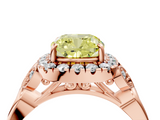 Rose gold Fancy Yellow Cushion  Halo Diamond Engagement Ring with Vintage-Inspired Band and Four-Prong Setting_7