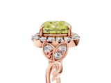 Rose gold Fancy Yellow Cushion  Halo Diamond Engagement Ring with Vintage-Inspired Band and Four-Prong Setting_8