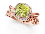 Rose gold Fancy Yellow Cushion  Halo Diamond Floral Band with Four-Prong Setting_57