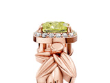 Rose gold Fancy Yellow Cushion  Halo Diamond Floral Band with Four-Prong Setting_61