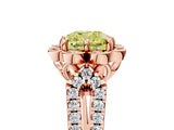 Rose gold Fancy Yellow Cushion  Halo Diamond Floral Split Shank Engagement Ring 1