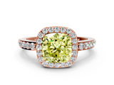 Rose gold Fancy Yellow Cushion  Halo Diamond Pavé Band Ring with Prong Setting_20