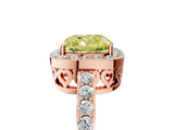 Rose gold Fancy Yellow Cushion  Halo Diamond Pavé Band Ring with Prong Setting_25