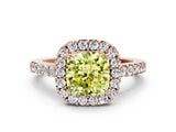 Rose gold Fancy Yellow Cushion  Halo Diamond Pavé Solitaire Ring_21