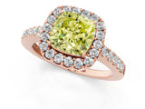 Rose gold Fancy Yellow Cushion  Halo Diamond Pavé Solitaire Ring_22
