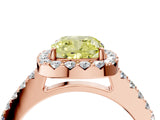 Rose gold Fancy Yellow Cushion  Halo Diamond Pavé Solitaire Ring_25
