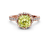 Rose gold Fancy Yellow Cushion  Halo Diamond Pave Band Ring with Four-Prong Setting_15