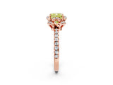 Rose gold Fancy Yellow Cushion  Halo Diamond Pave Band Ring with Four-Prong Setting_17