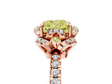 Rose gold Fancy Yellow Cushion  Halo Diamond Pave Band Ring with Four-Prong Setting_20