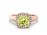 Rose gold Fancy Yellow Cushion  Halo Diamond Ring with Cathedral Band and Four-Prong Setting_49
