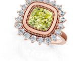 Rose gold Fancy Yellow Cushion  Halo Diamond Ring with Milgrain Edge and Round Prong Setting_27