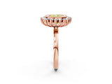 Rose gold Fancy Yellow Cushion  Halo Diamond Ring with Milgrain Edge and Round Prong Setting_28