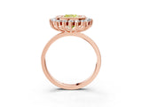 Rose gold Fancy Yellow Cushion  Halo Diamond Ring with Milgrain Edge and Round Prong Setting_29