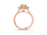 Rose gold Fancy Yellow Cushion  Halo Diamond Ring with Pavé Band and Prong Setting_39