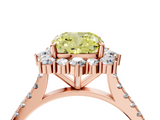 Rose gold Fancy Yellow Cushion  Halo Diamond Ring with Pavé Band and Prong Setting_40