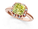 Rose gold Fancy Yellow Cushion  Halo Diamond Ring with Round Cluster Setting, Solitaire Band, and Four-Prong Setting_67