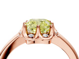 Rose gold Fancy Yellow Cushion  Halo Diamond Ring with Round Cluster Setting, Solitaire Band, and Four-Prong Setting_70