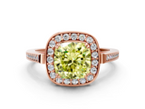 Rose gold Fancy Yellow Cushion  Halo Diamond Ring with Split Shank and Four-Prong Setting_45