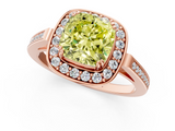 Rose gold Fancy Yellow Cushion  Halo Diamond Ring with Split Shank and Four-Prong Setting_46