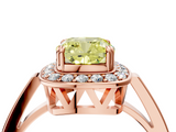 Rose gold Fancy Yellow Cushion  Halo Diamond Ring with Split Shank and Four-Prong Setting_49